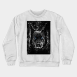 Black Wolf with blue eyes vector Crewneck Sweatshirt